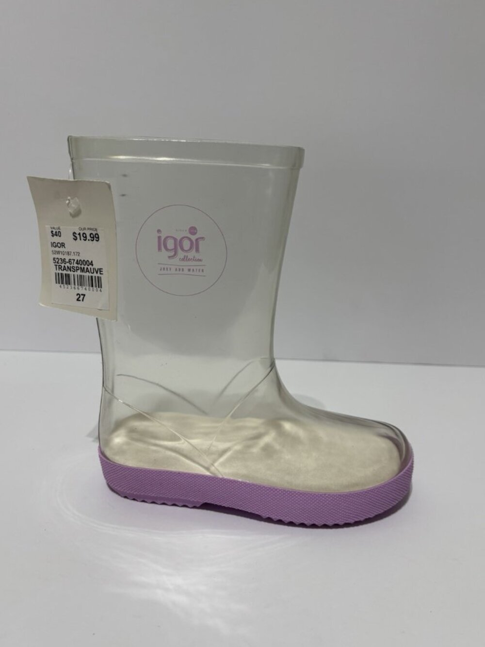 Igor Little Kids’ Splash Cristal Rain Boots Clear, Size EU 27, US 10 M